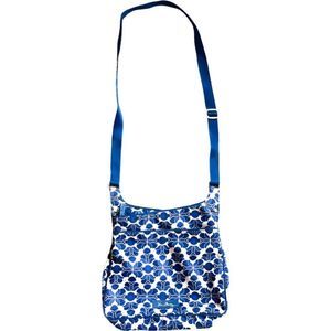 Vera Bradley Cobalt Tile Adustable Canvas Crossbody Bag Purse Blue/White